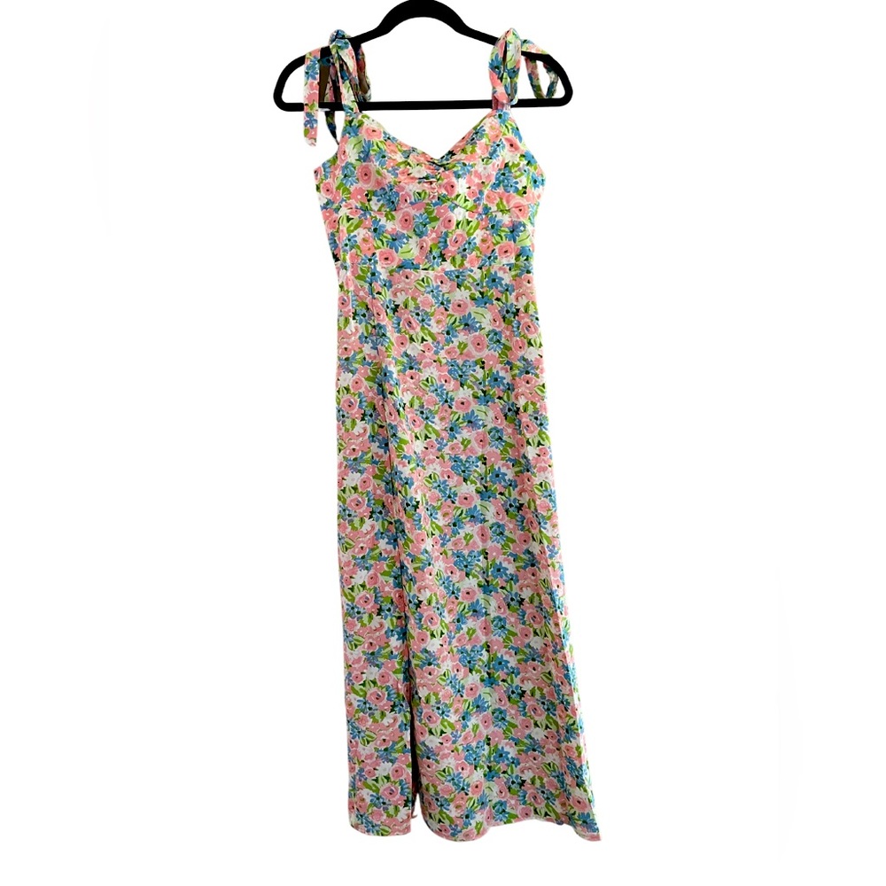 Floral Tie Strap Midi Dress